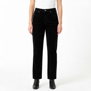 Talbots Women's black high-rise straight leg curvy corduroy size 12 mature fall